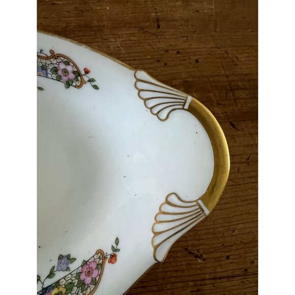Vintage Thomas Bavaria Astoria Porcelain Oval Serving Dish With Floral & Gold Tr - Picture 3 of 5